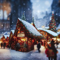 クリスマスシーズンの村の様子の写真