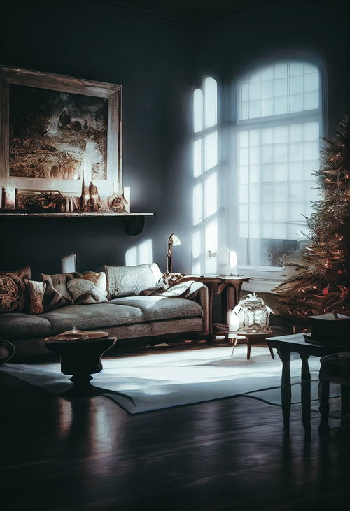 洋館の窓から差し込む光がアンティーク調の空間を照らす