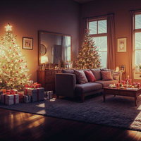クリスマス・イブの雰囲気の部屋の写真