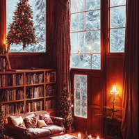 クリスマスイルミネーションのリビングインテリアの写真