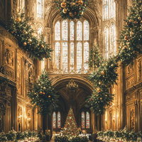 聖堂風の空間で開かれるクリスマスパーティーの写真