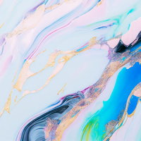 マーブル柄の絵具アート（水色×ゴールド）の写真