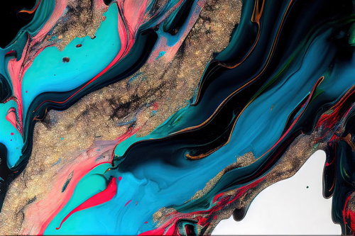 画用紙の上で流動する色彩豊かなインクのマーブル模様