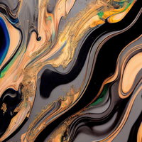 マーブル状に混ざり合う絵具と金箔のテクスチャーの写真