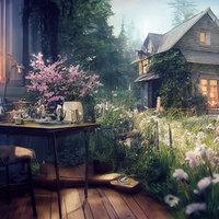 開放感あふれる屋外スペースのガーデニングテラスの写真