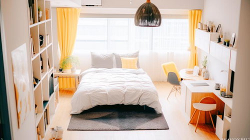 モダンな新生活の寝室空間 白を基調とした一人暮らしの部屋