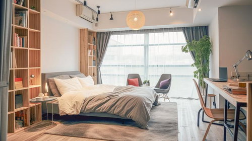 採光たっぷりの一人暮らし向けモダンなインテリアルーム