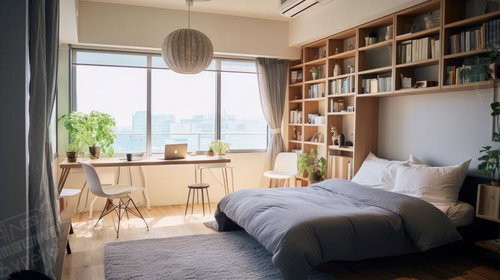 採光が豊かなインテリアで彩る寝室のベッド