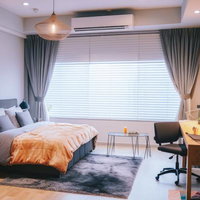 新生活のインテリアで作る機能的な寝室の部屋作りの写真