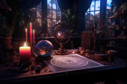 魔法と予知 - 夜の部屋で行う呪術と占いの儀式