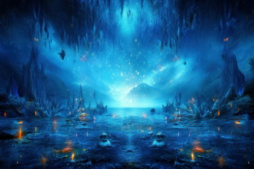 神聖なる光に満ちたスピリチュアルな異世界の泉