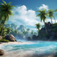 バカンスで漂流した南国ビーチの断崖と白砂の海岸の写真