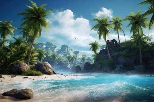 バカンスで漂流した南国ビーチの断崖と白砂の海岸