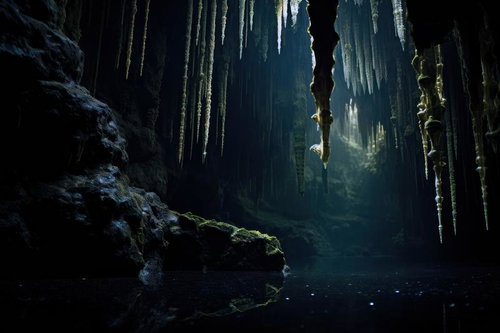 鍾乳洞の地下水 つらら状の鍾乳石と泉が織りなす地下景観