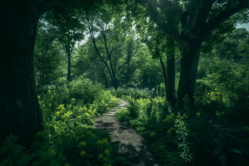 深い森へ誘う石畳の道 - 登山道の自然風景