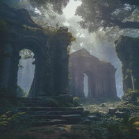 ジャングルに佇む古代神殿の秘境入口 世界遺産級の遺跡の写真