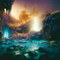 失われた古代の秘密が隠された神秘的な光る洞穴遺跡の写真