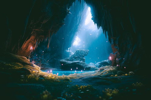 地下楽園の洞穴と発光生物に輝く鍾乳石群・神秘の地下水路