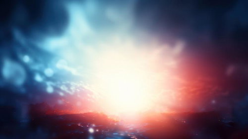 ライトリークと光源が交差する近未来風の光の軌跡