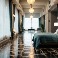 高級ホテルの広いラウンジに配置されたスイートルームの写真