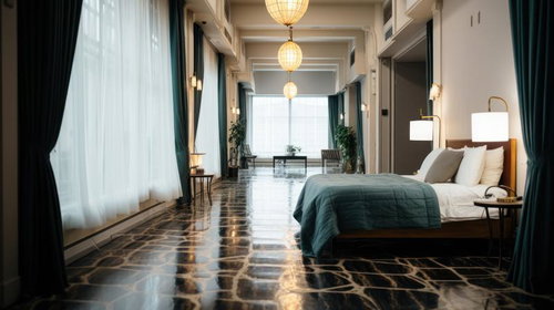 高級ホテルの広いラウンジに配置されたスイートルーム