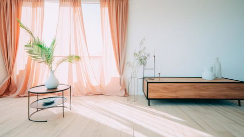 観葉植物のある広いリビングのインテリアレイアウト