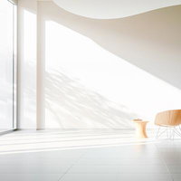 新築住宅のリビングに差し込む自然光の室内デザインの写真