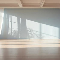 自然光が差し込む新築住宅のリビング空間のモデルルームのAI画像