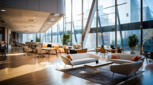 ビジネスビルのロビーとホワイエ、モダンラウンジデザイン