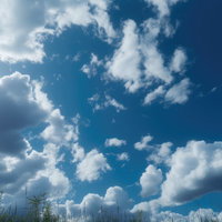 日差しの強い夏日の積雲の写真