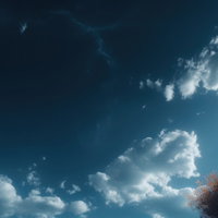 昼間に星空が見える青空と白い雲の自然風景のAI画像