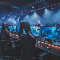 eスポーツに特化した競技会場とゲーマーたちの写真
