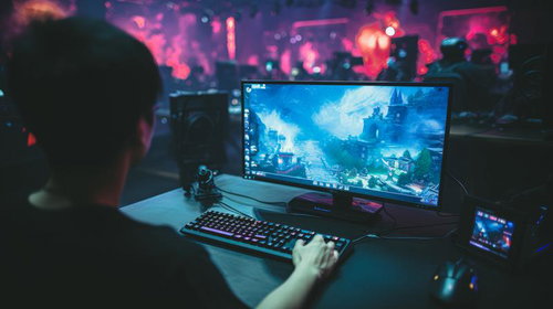 eスポーツ大会で対戦中のゲーマーの集中力