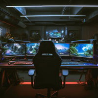 eスポーツ選手のゲーミングPC環境とゲーミングデスクの写真