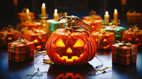 トリックオアトリート ジャックランタンと灯りのハロウィーン夜