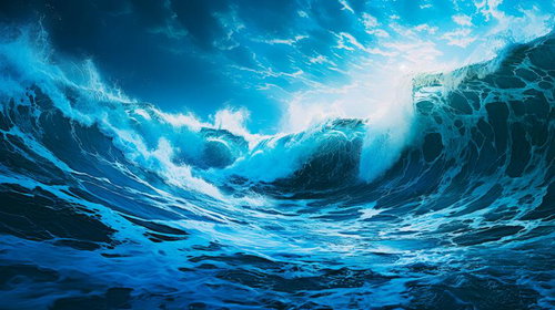 荒波が交錯する大嵐の高波と暴風が激しくぶつかり合う瞬間