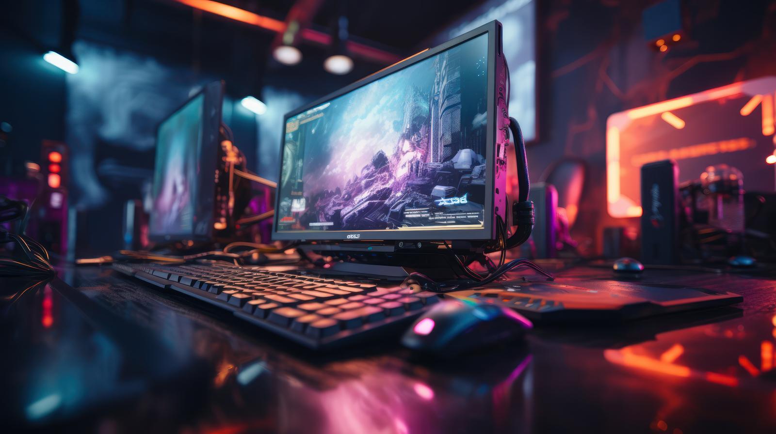 LED照明で彩られたゲーミングデスクトップ環境