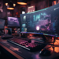 最高のゲームパフォーマンスを引き出すネオン風ゲーミングPCの写真