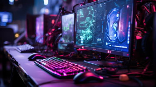 ネオンライトで照らされたサイバー感あふれるゲーミングPC