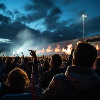 ステージ照明に照らされた音楽と歓声が紡ぎ出すライブの写真