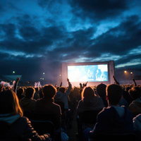 熱狂に包まれるライブイベントの観客シルエットの写真