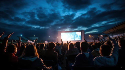 熱狂に包まれるライブイベントの観客シルエット