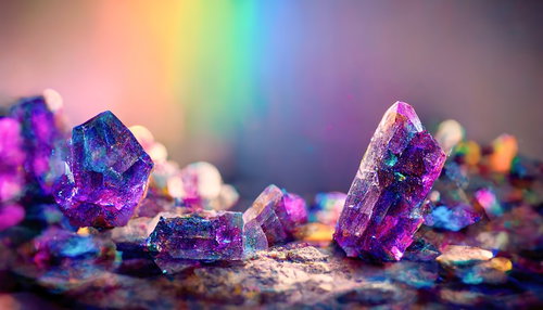 虹色に輝くアメジスト風の魔法石結晶｜ゲーム
