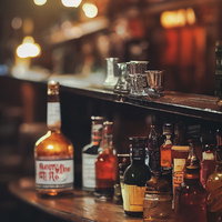 お酒のボトルが置かれたBAR風のカウンターの写真