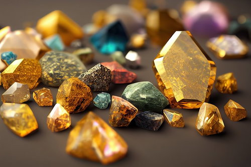 黄金に輝く天然石とクリスタルの鉱石 パワーストーン原石