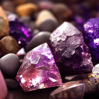紫とピンクに輝くパープルストーン｜魔法石クリスタルの写真