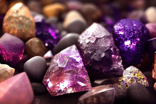 紫とピンクに輝くパープルストーン｜魔法石クリスタル