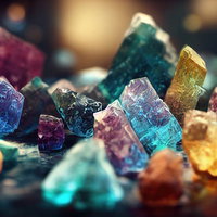 透き通るカラーストーンと輝く鉱石の集合 - 魔法の宝石の写真