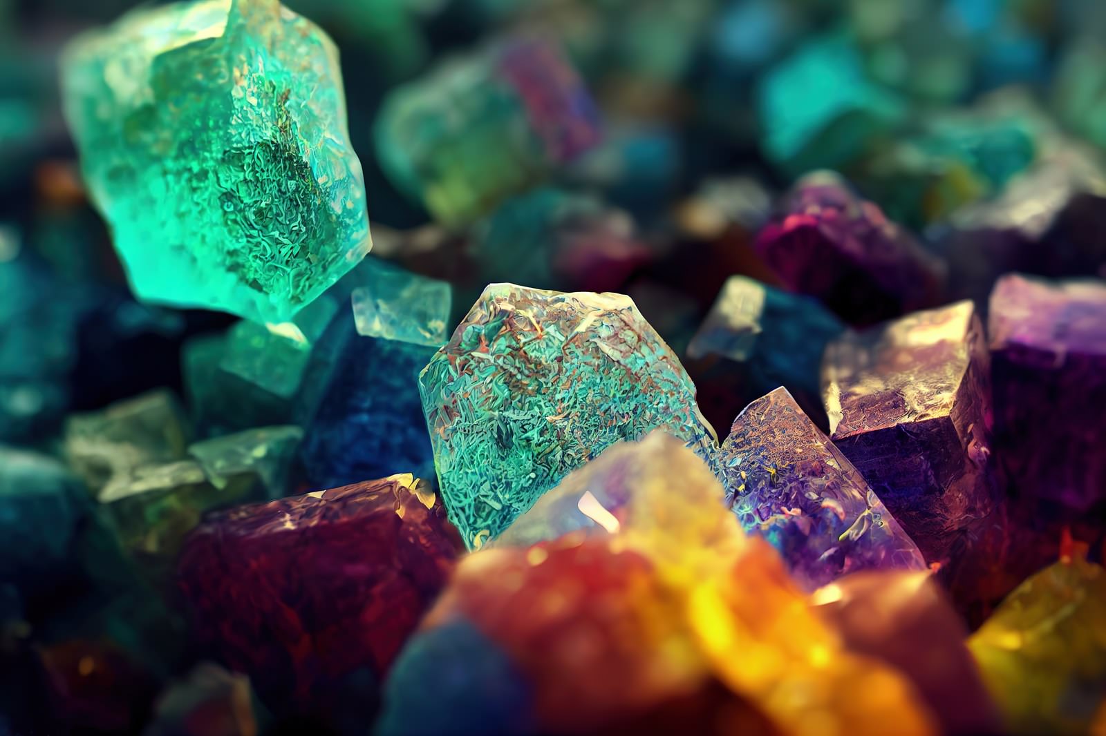 色とりどりの鉱石とクリスタルの結晶