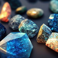 青く輝くブルーストーンとクリスタル風の鉱石の写真